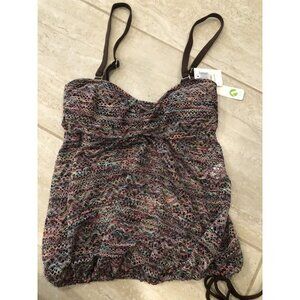 NWT Next Tankini Swim Top Multicolor Stripe and Pattern Racerback Size 32 B/C